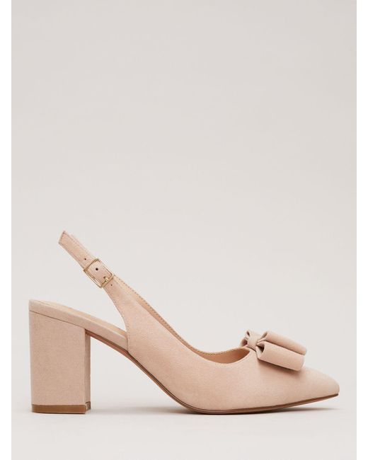 Phase Eight Pink Suede Bow Detail Slingback Court Shoes