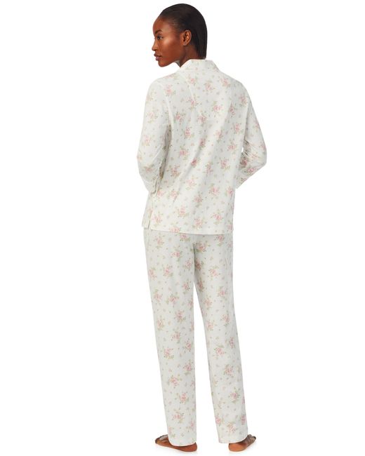 Ralph Lauren White Floral Print 3/4 Sleeve Pyjamas