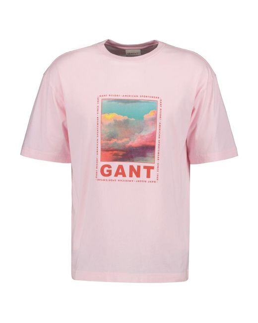 Gant Pink Washed Graphic Short Sleeve T-shirt for men