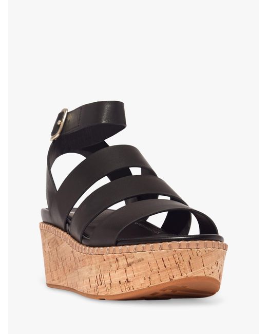 Fitflop Black Eloise Cork Wedge Leather Sandals