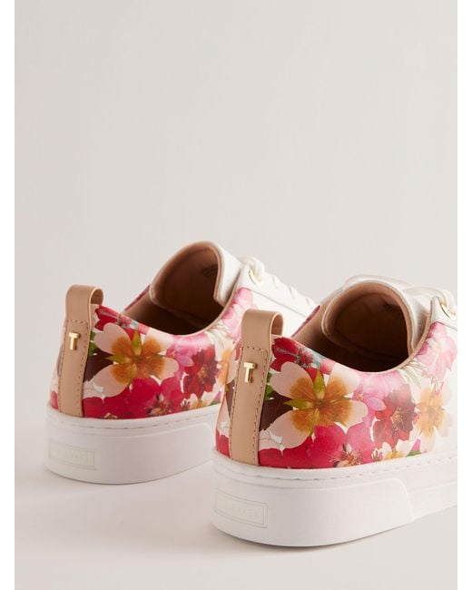 Ted Baker Pink Alissn Floral Leather Cupsole Trainers