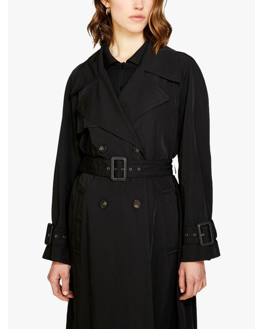 Sisley Black Glossy Double Breasted Trench Coat