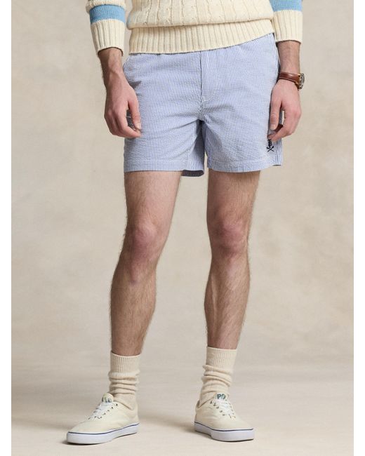 Ralph Lauren Blue Polo Prepster Seersucker 6" Shorts for men