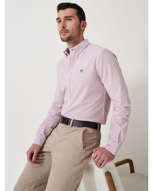 Crew Pink Oxford Stripe Cotton Shirt for men