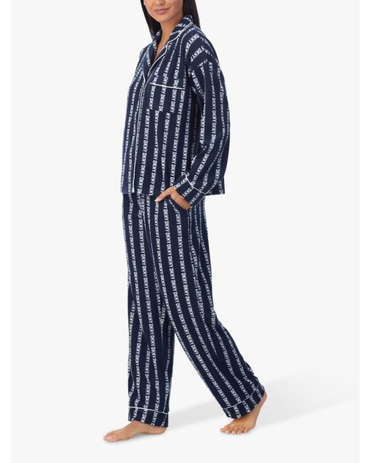DKNY Blue Stretch Fleece Long Sleeve Pyjama Set