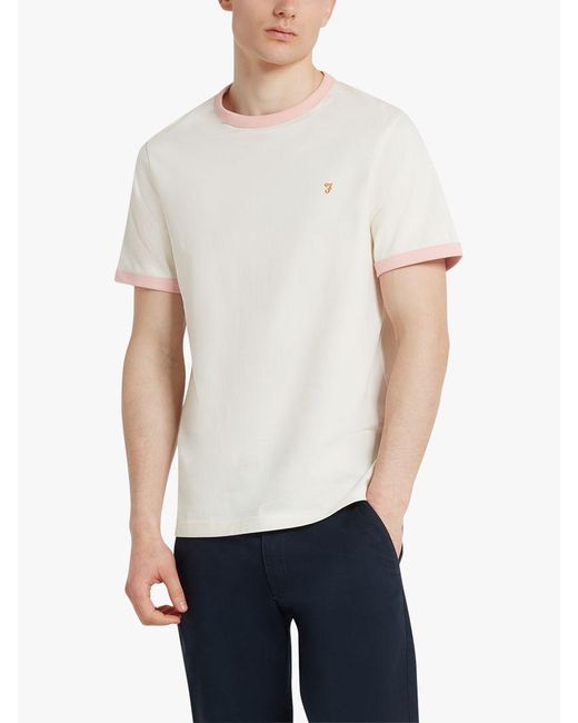 Farah White Groves Organic Cotton Short Sleeve Ringer T-shirt for men