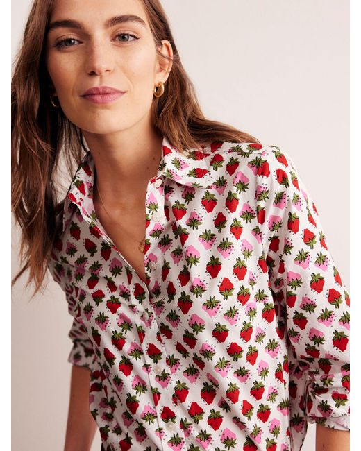 Boden Multicolor Sienna Cotton Strawberry Shirt