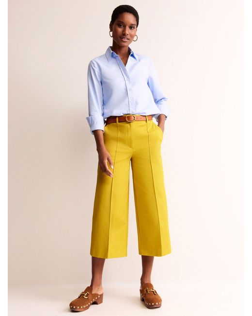 Boden Yellow Clean Crop Wide Leg Trousers