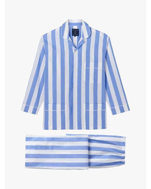 British Boxers Blue Crisp Cotton Striped Pyjamas for men