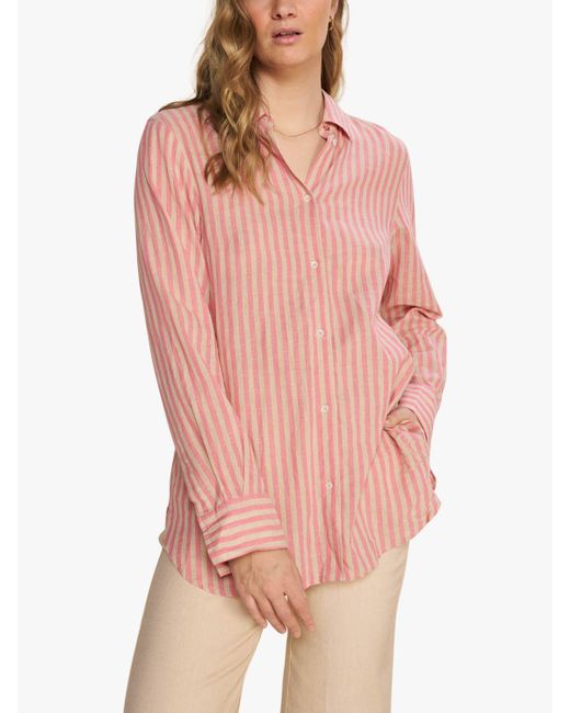Mos Mosh Pink Elinda Cotton Linen Long Sleeve Shirt