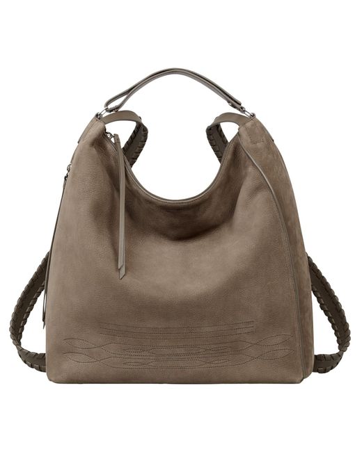 AllSaints Gray Cooper Leather Large Backpack
