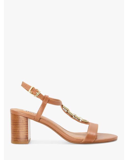 Dune Pink Just Leather Chain Detail Sandals