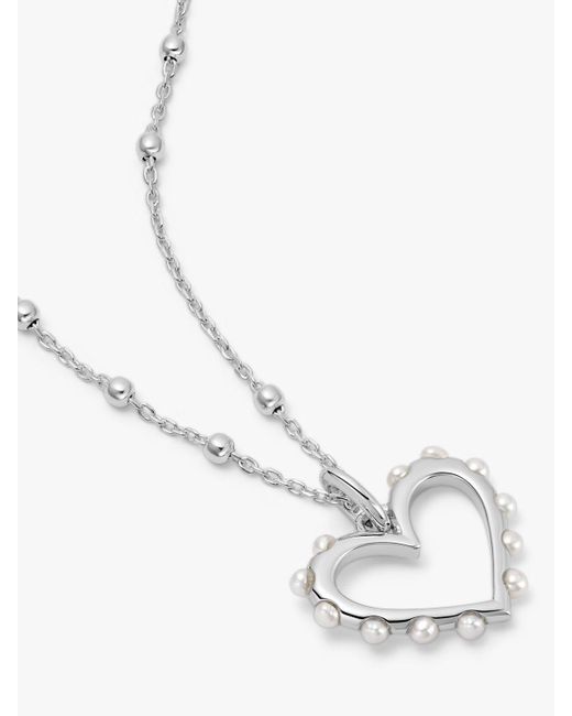 Daisy London White Heart Pearl Pendant Necklace