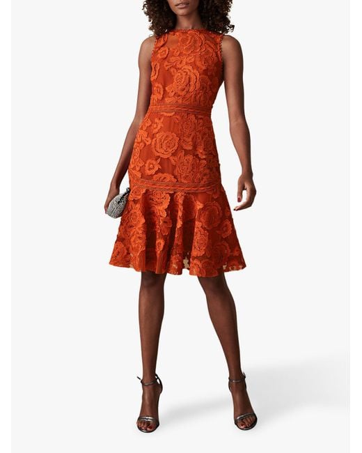 Reiss Orange Adia - Lace Fit And Flare Dress