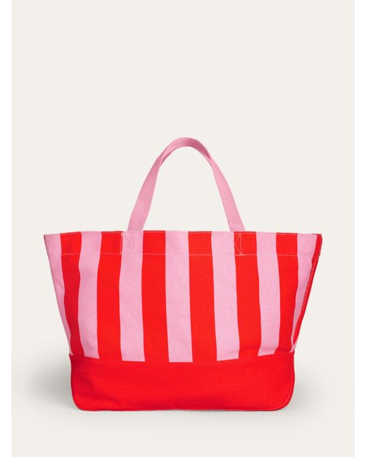Boden Red Relaxed Canvas Stripe Tote Bag