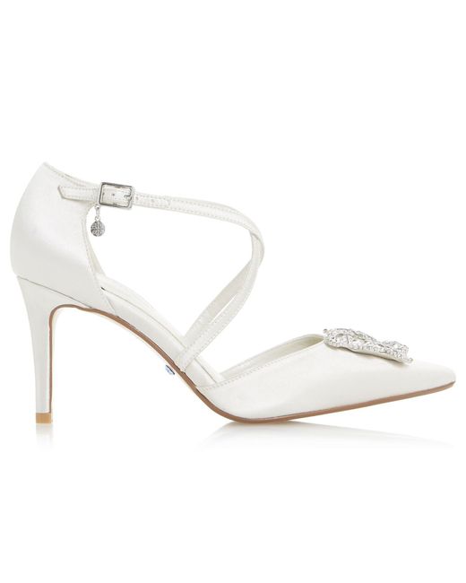 Dune White Bridal Collection Deeana Cross Strap Court Shoes