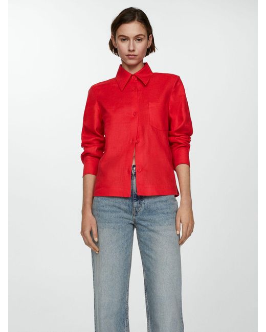 Mango Red Linen Shirt
