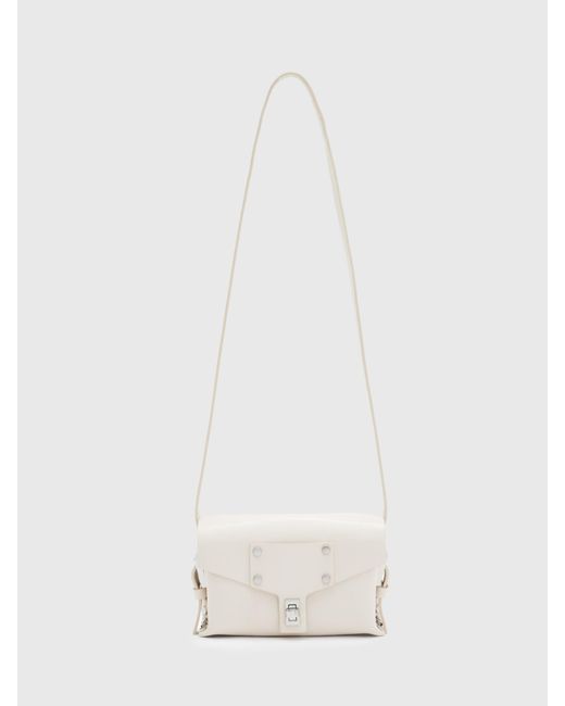 AllSaints White Miro Leather Crossbody Bag