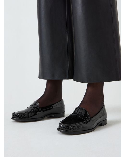 John Lewis Black Pennie Patent Leather Loafers