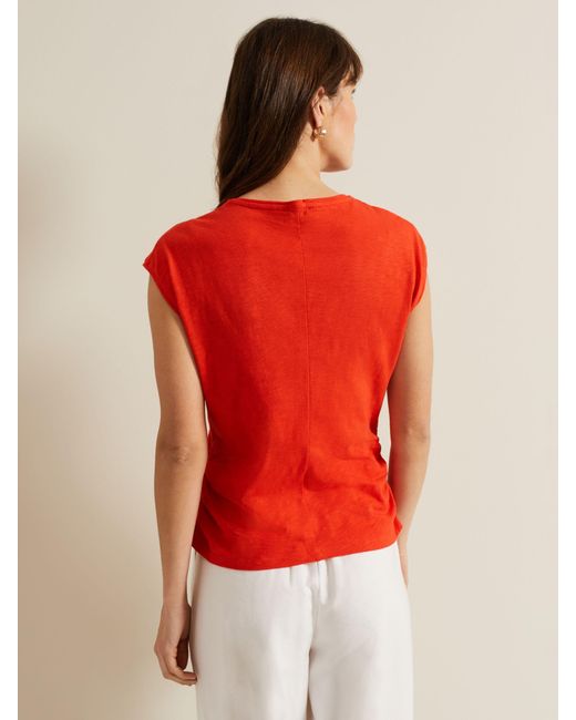 Phase Eight Red Jenny Ruched Side Cotton Top