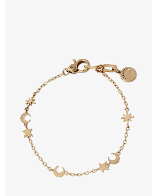 AllSaints Metallic Celestial Charm Delicate Chain Link Bracelet