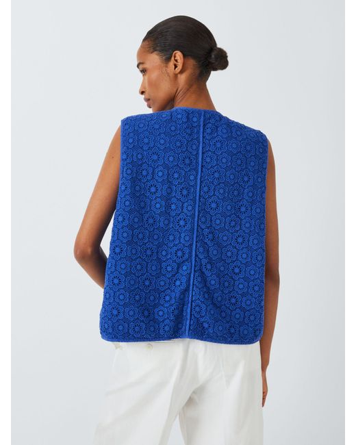 Weekend by Maxmara Blue Lory Crochet Knit Gilet