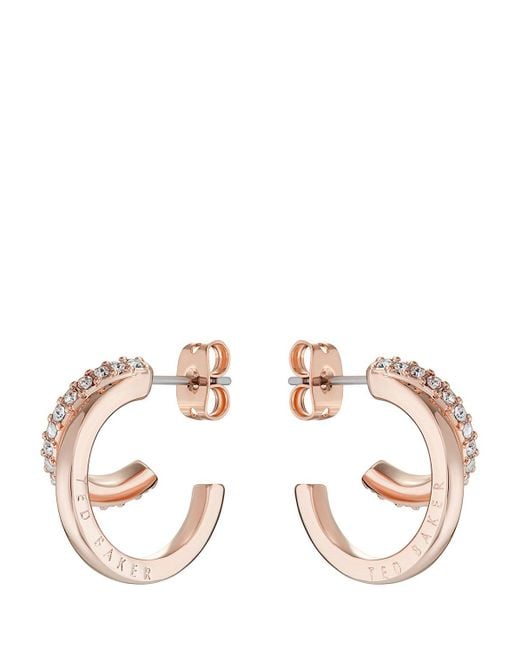 Ted Baker Pink Helias Crystal Double Hoop Earrings