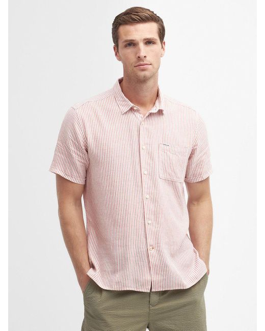 Barbour Pink Deerpark Summer Linen Blend Shirt for men