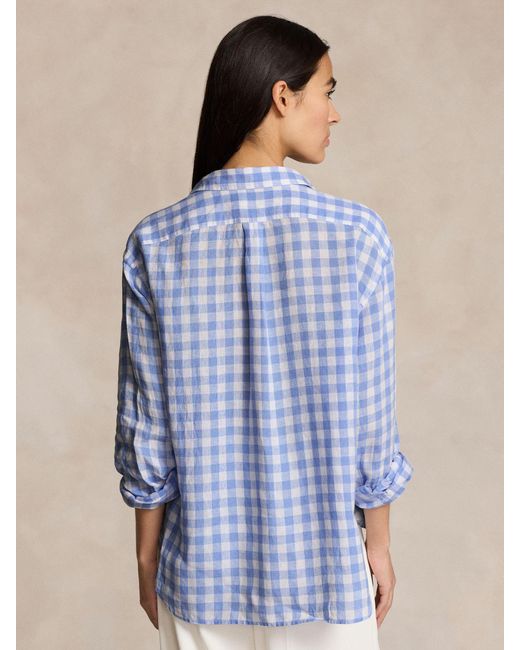 Ralph Lauren Blue Polo Gingham Linen Shirt