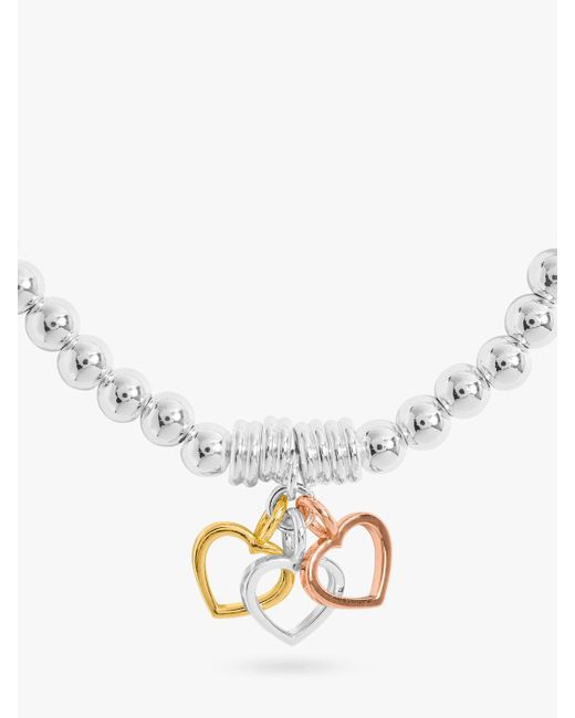 Joma Jewellery White Triple Heart Charm Stretch Bracelet