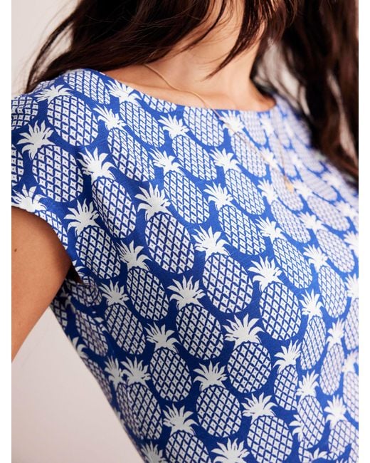 Boden Blue Florrie Geometric Pineapples Jersey Dress