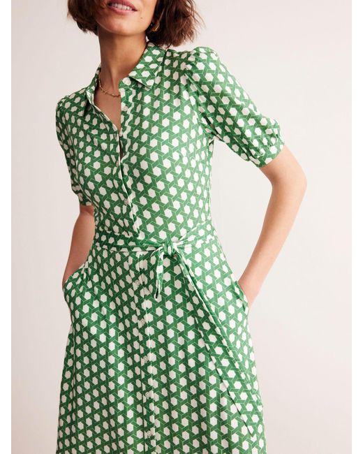 Boden Green Libby Honeycomb Geometric Jersey Dress