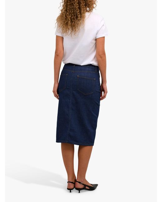 My Essential Wardrobe Blue Dekota Denim High-waisted Midi Skirt