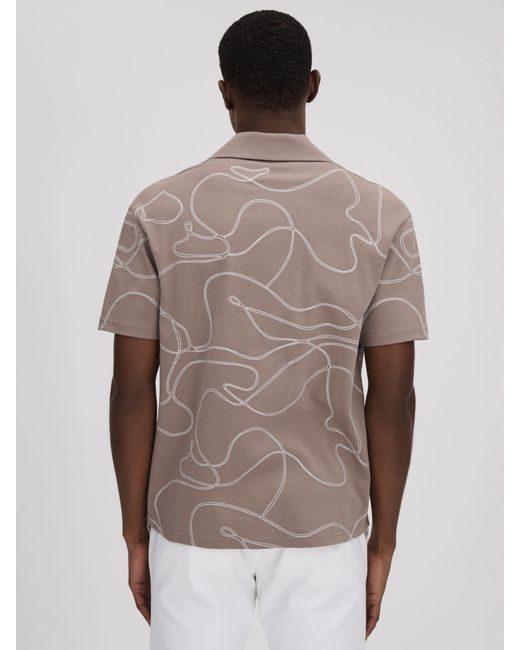Reiss Brown Menton Short Sleeve Swirl Shirt for men
