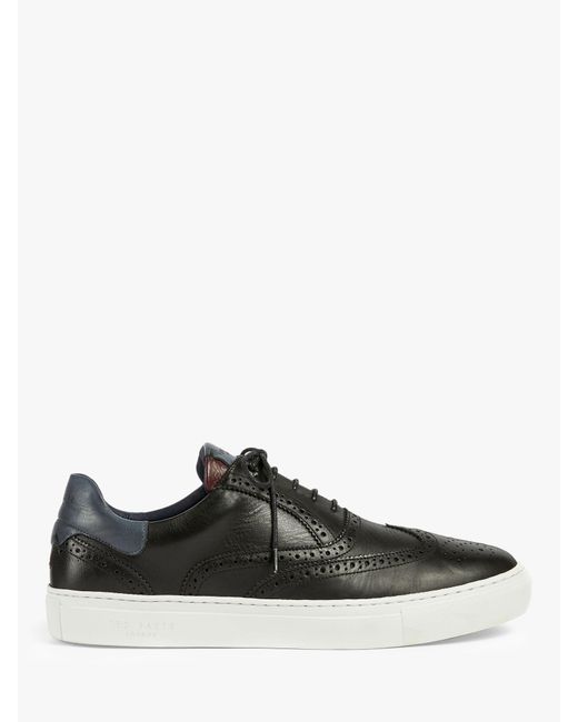 Ted Baker Black Dennton Leather Brogue Detail Trainers for men