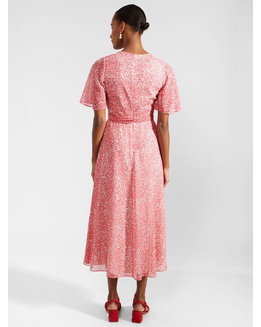 Hobbs Pink Marie Abstract Print Midi Dress
