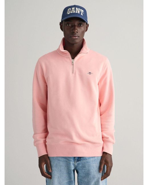 GANT Regular Shield Half Zip Jumper in Pink for Men Lyst UK