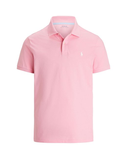 Ralph Lauren Pink Tailored Fit Performance Mesh Polo Shirt for men