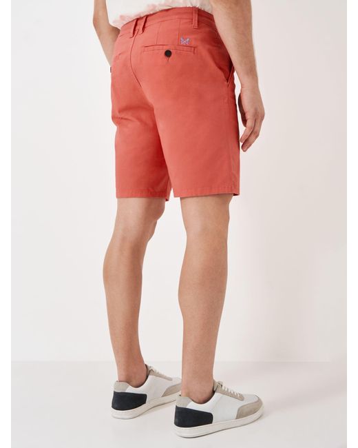 Crew Red Bermuda Stretch Chino Shorts for men