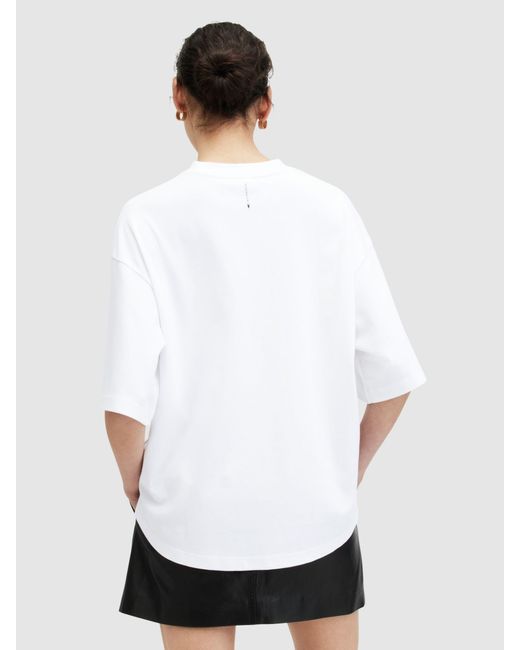AllSaints White Amelie Oversized Organic Cotton T-shirt