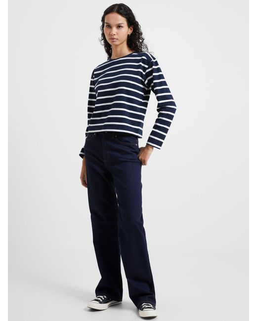 French Connection Blue Rallie Long Sleeve Stripe T-shirt