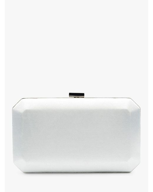 Paradox London White Duana Dyeable Satin Box Clutch Bag