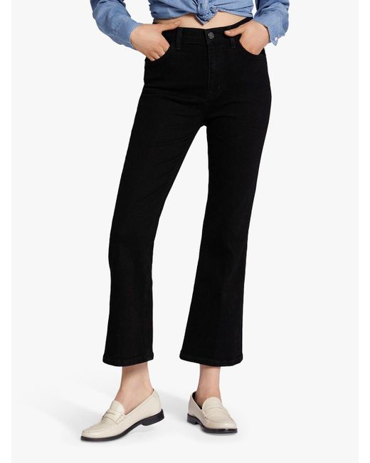 Current/Elliott The Boulevard Mid Rise Crop Bootcut Jeans in Black