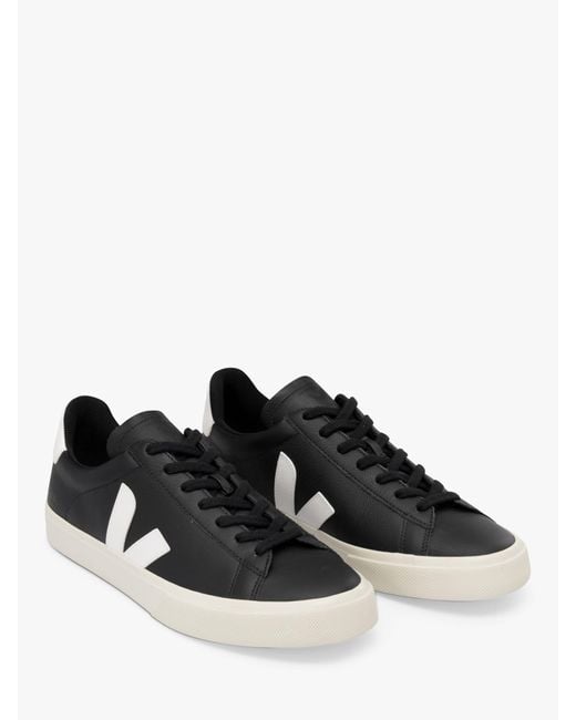Veja Black Campo Leather Trainers for men