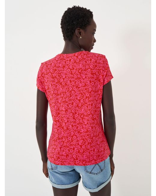 Crew Red Cotton Blend Floral T-shirt