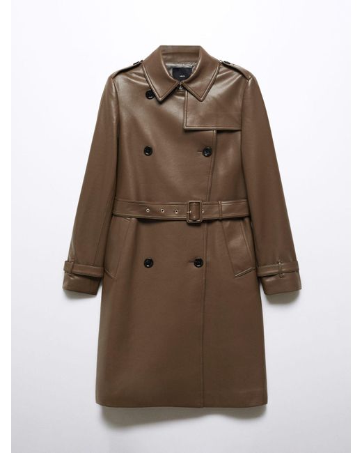 Mango Brown Polanapu Faux Leather Trench Coat