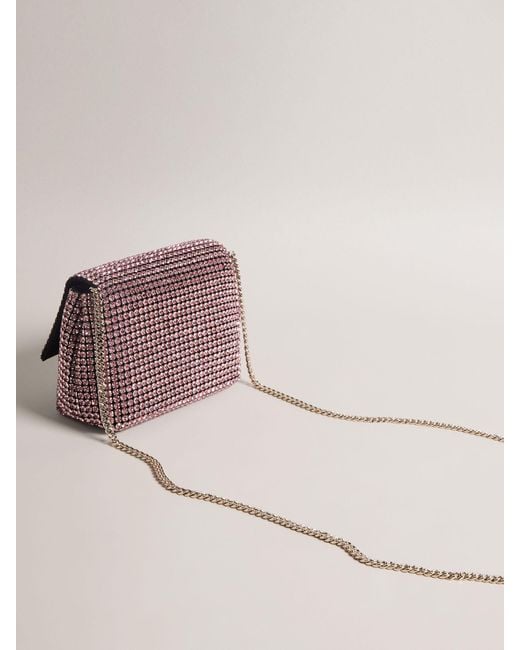 Ted Baker Pink Gliters Crystal Embellished Clutch Bag