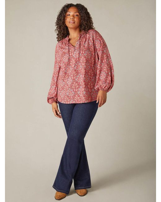 Live Unlimited Red Curve Paisley Print Blouse