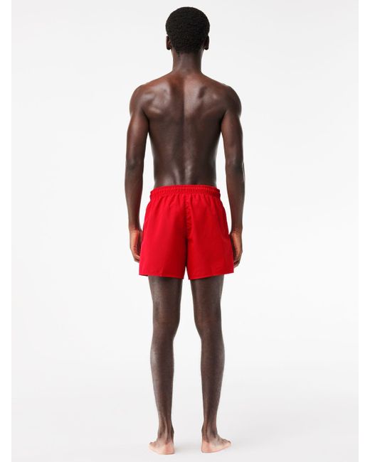 Lacoste Red Plain Logo Swim Shorts for men