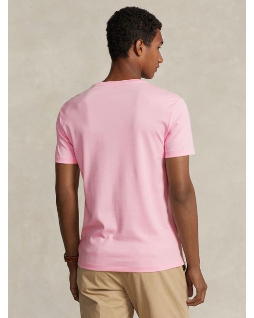 Ralph Lauren Pink Cotton Logo Embroidered T-shirt for men